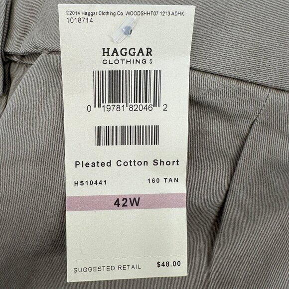 NWT Haggar Mens Tan Pleated Casual Lightweight Chino Shorts Size 42W - Picture 4 of 10